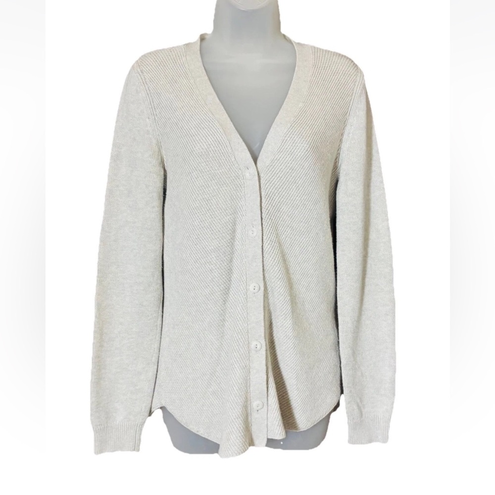 CAbi Shirttail Cardigan Ribbed Knit Button Up Style 3161 Gray Size Small